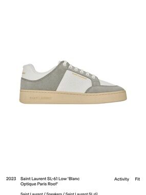Saint Laurent Low-Top Sneaker in White, Light Gray and Cream